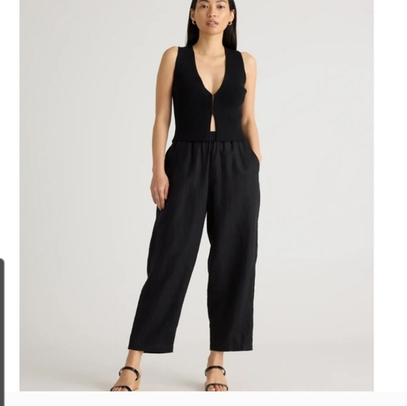 Quince 100% European Linen Pants Navy Pull On Size Medium - Picture 1 of 7